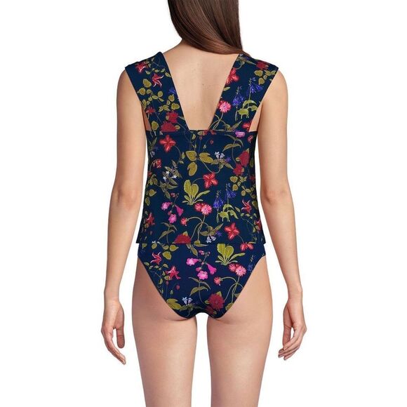 Land's End Square Neck Back underwire tankini top modern length orange mist - Picture 10 of 16